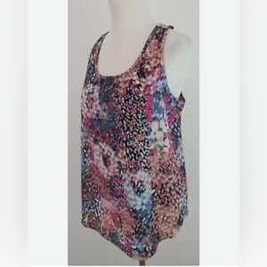 Olive & Oak Sleeveless Tank Top - blue and pink watercolor, Small